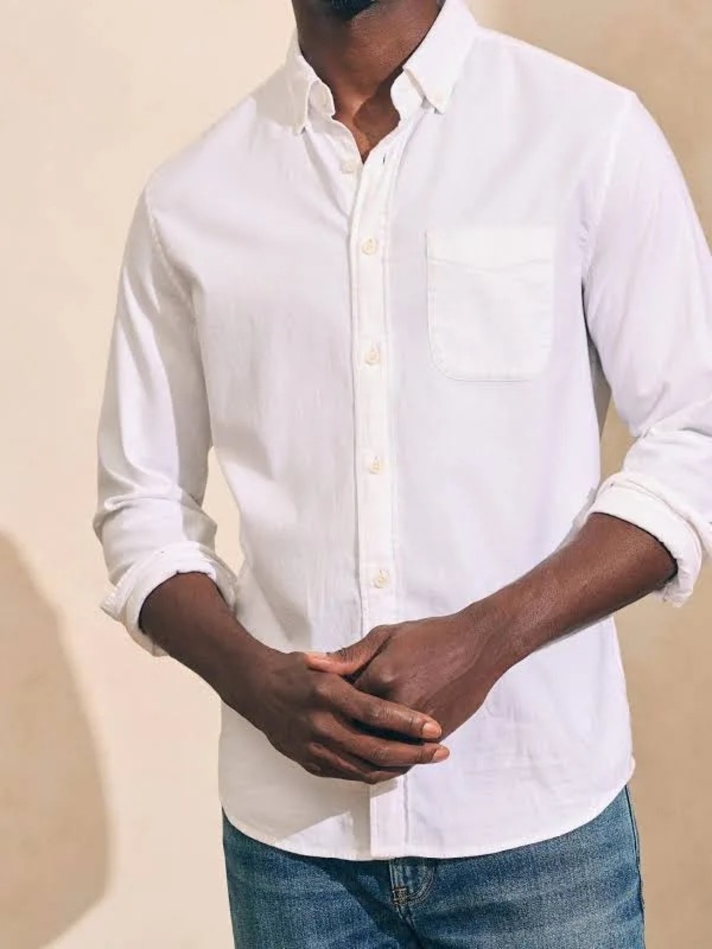 Faherty White Button-Down Oxford Shirt